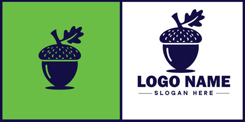 acorn icon Oak nut Acorn nut Acorn seed flat logo sign symbol editable vector