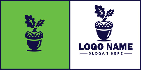 acorn icon Oak nut Acorn nut Acorn seed flat logo sign symbol editable vector