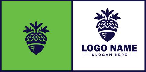 Obraz premium acorn icon Oak nut Acorn nut Acorn seed flat logo sign symbol editable vector