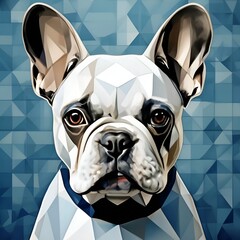  portrait painting of french bulldog puppy, cubism style