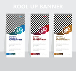 Creative Roll up banner design template.