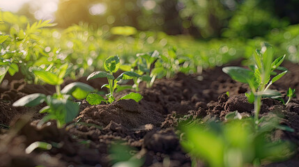 Organic farming practices in use, promoting soil health and sustainability.