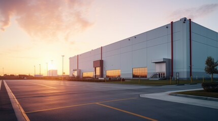 Obraz premium modern exterior of an industrial building. commercial facility, modern R and D building
