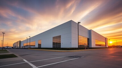 Fototapeta premium modern exterior of an industrial building. commercial facility, modern R and D building