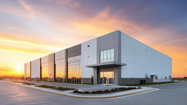 modern exterior of an industrial building. commercial facility, modern R and D building