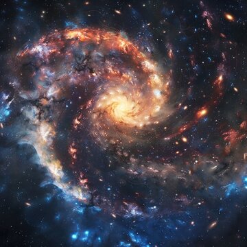 Abstract Spiral Nebula Of Universe. Galaxy and star constellations in deep space and cosmos