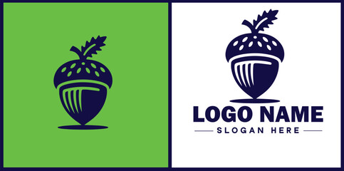 Fototapeta premium acorn icon Oak nut Acorn nut Acorn seed flat logo sign symbol editable vector