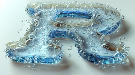 A beautiful Letter R written with water isolated on white.