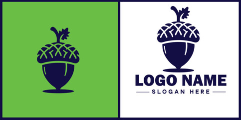 acorn icon Oak nut Acorn nut Acorn seed flat logo sign symbol editable vector