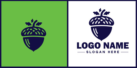 acorn icon Oak nut Acorn nut Acorn seed flat logo sign symbol editable vector © sahadul