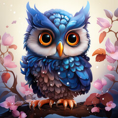 Obraz premium Watercolor Stardust owl, clipart Illustration, Generative Ai