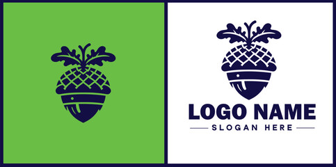 Naklejka premium acorn icon Oak nut Acorn nut Acorn seed flat logo sign symbol editable vector