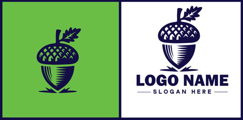 acorn icon Oak nut Acorn nut Acorn seed flat logo sign symbol editable vector © sahadul