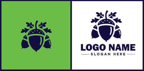 acorn icon Oak nut Acorn nut Acorn seed flat logo sign symbol editable vector © sahadul