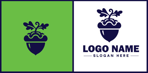 acorn icon Oak nut Acorn nut Acorn seed flat logo sign symbol editable vector