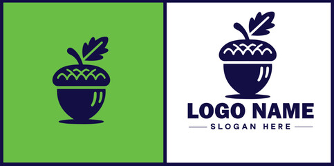 acorn icon Oak nut Acorn nut Acorn seed flat logo sign symbol editable vector