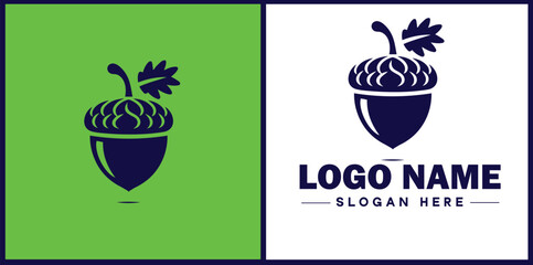 acorn icon Oak nut Acorn nut Acorn seed flat logo sign symbol editable vector