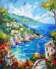 Mediterranean shore view, generated with AI