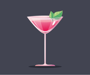 Alcohol wine cocktail full half empty glass concept. Vector flat graphic design illustration	
