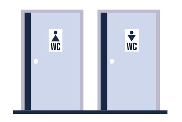 Toilet doors signboard isolated concept. Vector flat cartoon illustration of design element
