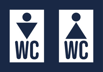 Obraz premium Toilet doors signboard isolated concept. Vector flat cartoon illustration of design element