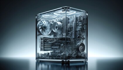 Transparent Glass PC Case with Components