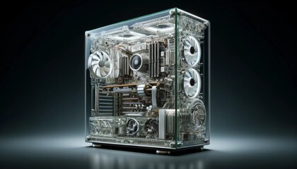 Transparent Glass PC Case with Components