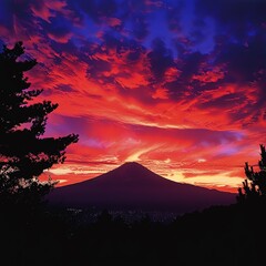 A beautiful sunset over Mount Fuji