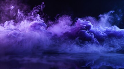 Ground purple fog background, 3d rendering. Smoke cloud scene neon light. Spooky dark magic haze....