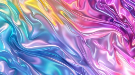 Fototapeta premium Abstract Holographic iridescent rainbow Y2K fluid background. Liquid gradient waves surface futuristic texture. Mental health holo modern aesthetic. Trendy Brutalism