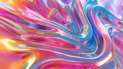 Abstract Holographic iridescent rainbow Y2K fluid background. Liquid gradient waves surface futuristic texture. Mental health holo modern aesthetic. Trendy  Brutalism