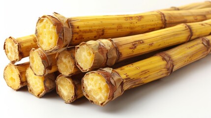 Sugar cane cut on white background , generated with ai