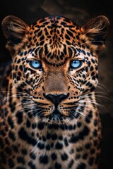 Fototapeta premium Ultra realistic fur, front view portrait of leopard animal, wild life photo, cinematic still shot, strong face expression, depth of field, luxury , generated with ai