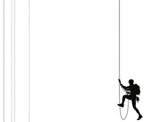 Fototapeta premium The image shows a rock climber on a rope ascending a cliff face
