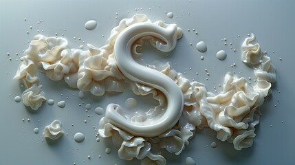 A beautiful S Letter written with milk.