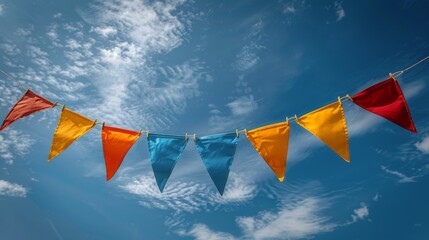 Colorful Bunting Fluttering in the Sun