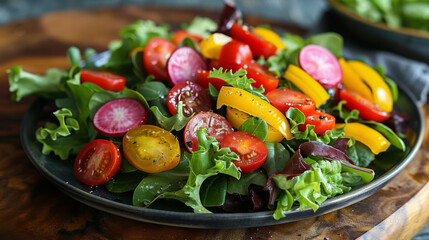 Plate of Tomatoes and Lettuce on Table