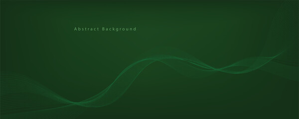 Abstract green gradient background with wavy lines	
