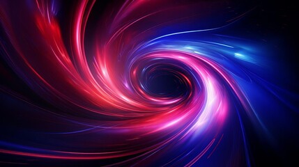 The image is an abstract painting of a vortex of red, blue, and purple. It is reminiscent of a galaxy, a whirlpool, or a portal to another dimension.