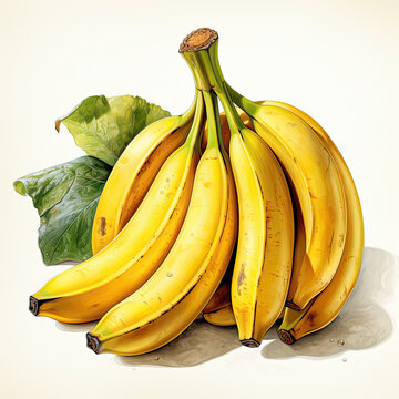 yellow bananas bunch with green leaves clip art preview