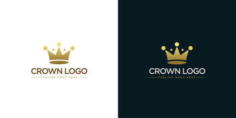 Gold crown logo vector illustration with minimalist design style