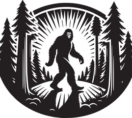 Bigfoot Forest Silhouette Vector
