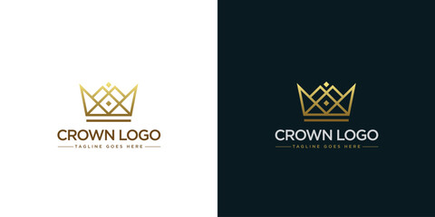 Gold crown logo vector illustration with minimalist design style
