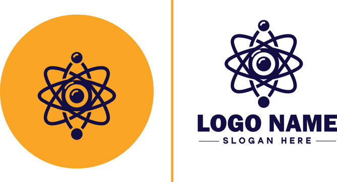 atom icon Particle Molecule Elementary particle flat logo sign symbol editable vector
