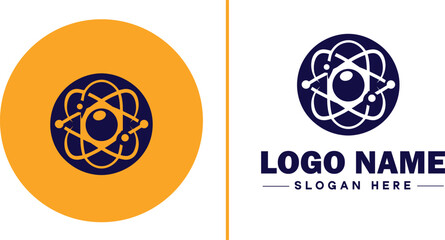 atom icon Particle Molecule Elementary particle flat logo sign symbol editable vector