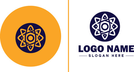 atom icon Particle Molecule Elementary particle flat logo sign symbol editable vector