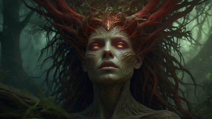 Twisted Beauty: The Withering Dryad's Masked Face