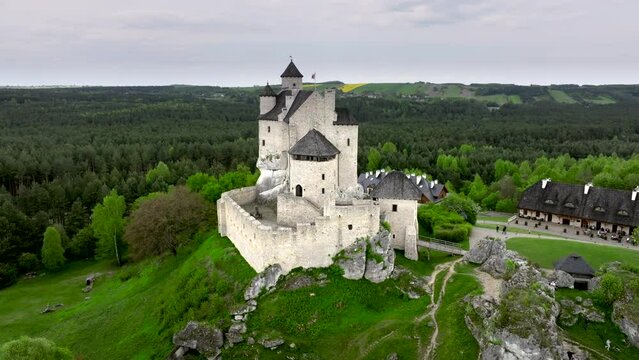 Ruins of medieval castle Bobolice in Poland