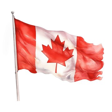 recommend clip art: Canadian flag. Flag of Canada clipart. Watercolor illustration. Generative AI. Detailed illustration.