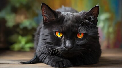 Opulent Onyx: Blue and Yellow-Eyed Cat of Wealth